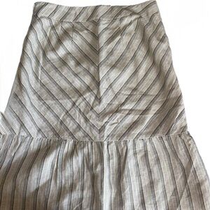 LOFT Black and White Striped A-Line Skirt